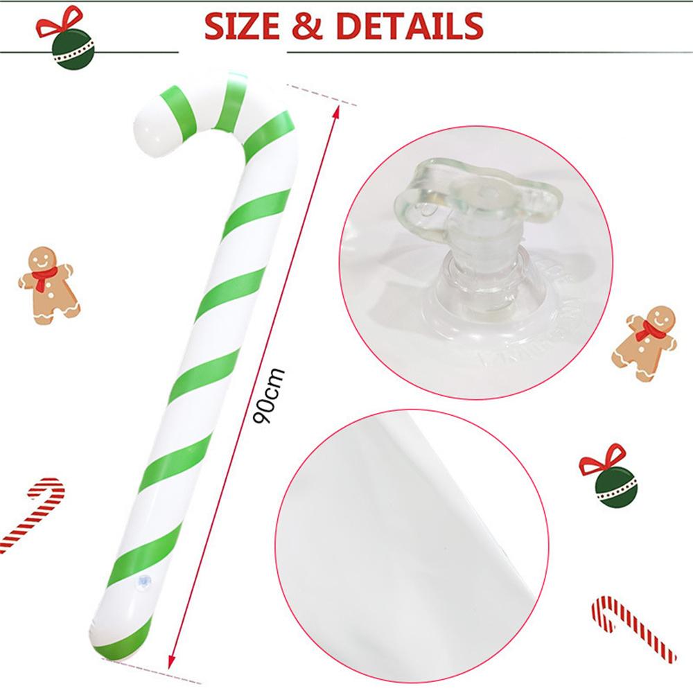 1 Stück PVC aufblasbarer Weihnachtsmann-Stock festlicher aufblasbarer Zuckerstangen-Dekoration bunter Weihnachtsanhänger Schmuck