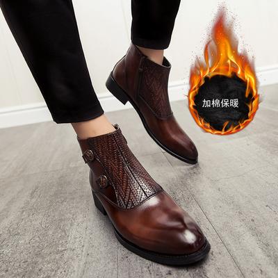 Stivali Chelsea Eleganti Autunno Inverno Vera Pelle Scarpe da Uomo Coppia Personalizzate Slip-On Stivali Formali da Vestito Modello Sfilata di Moda