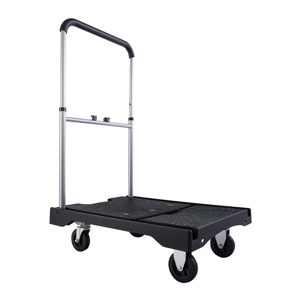 Foldable Push Cart Dolly, 149.69 kg Capacity, Folding Platform Truck with Swivel Wheels, Moving Platform Hand Truck Flatbed Cart, Adjustable Push
