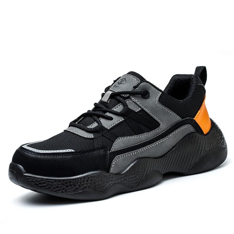 DEWBESTMen's lightweight work shoes protective anti-smash anti-puncture steel head safety wear-resistant construction site shoes