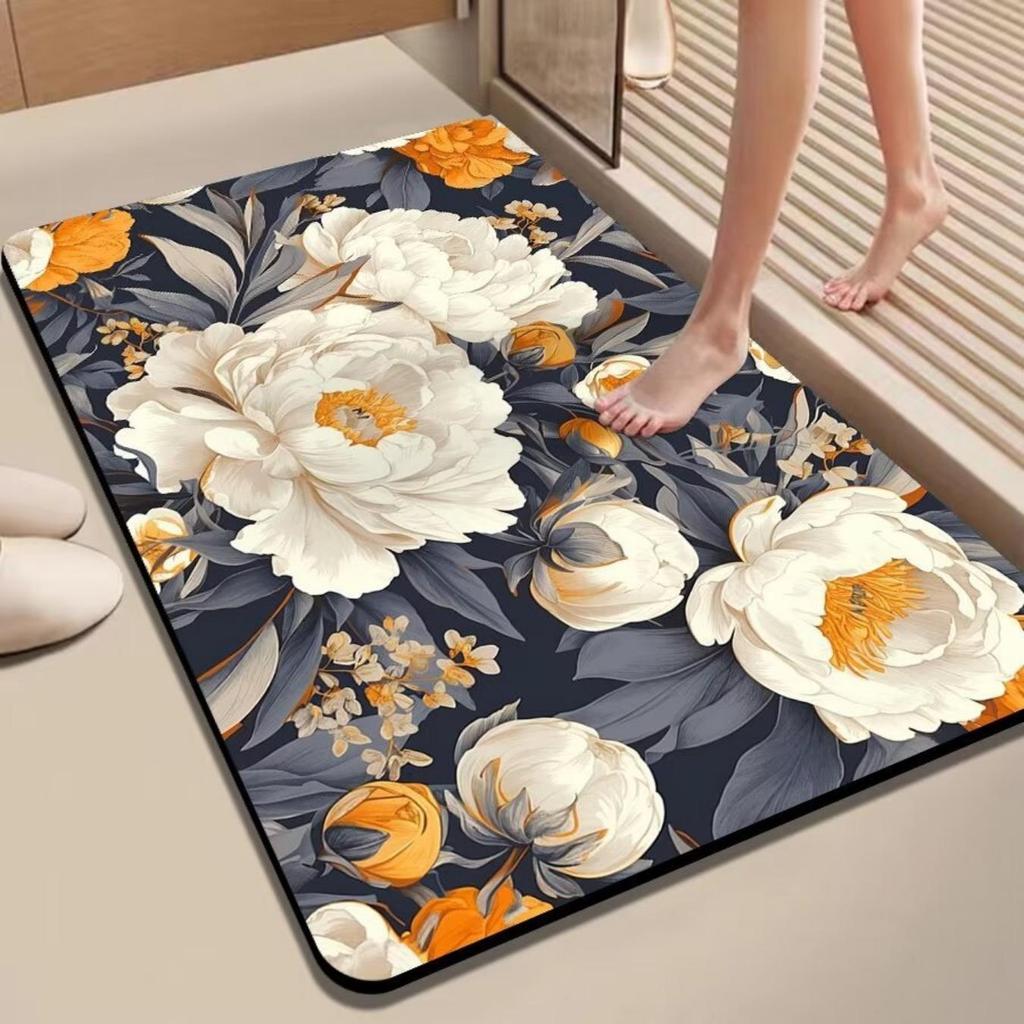 Diatom Printing Bathroom Thickening Mat Bath Non-slip Carpets In Wash Basin Bathtub Side Floor Rug Shower Room Doormat Memory Foam 3D Pad