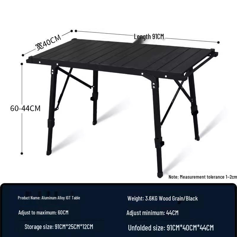 Mobile Egg Roll Multi-Functional Outdoor Aluminum Camping Table with Lifting Extension 
