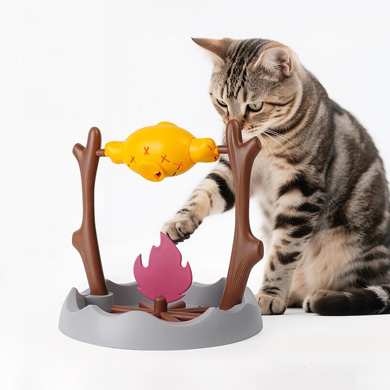 Cats Treat-Dispensing Slow Feeder Pets Dry Food Dispenser Cats Slow Feeding Snack Bowl Grilled chicken Spinning Toy Puzzle Toy