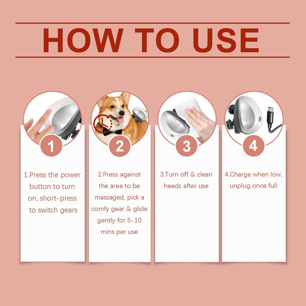 Pet Massager Gentle Vibration Relaxation Tool for Anxiety Relief and Blood Circulation