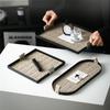 AEE4-Woven Storage Tray Iron Jewelry Desktop Storage Tray Cosmetic Key Jewelry Tray Metal Decorative Tray