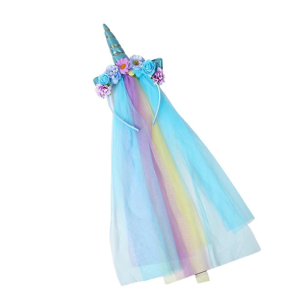 Unicorn Rainbow Flower Headband Halloween Headwear Halloween Party Photo Props Flower Party Headwear Cosplay Accessories