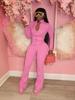 HR24057 Women's Sexy Long Sleeve Flare Two-Piece Sports Casual Set