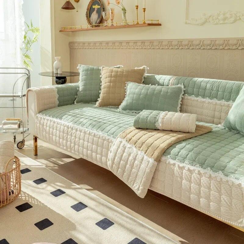 

Бархатная кружевная подушка для дивана, противоскользящая, пылезащитная, современный чехол на спинку, многоцветное украшение для дома, гостиной 70x70cm 1pcs