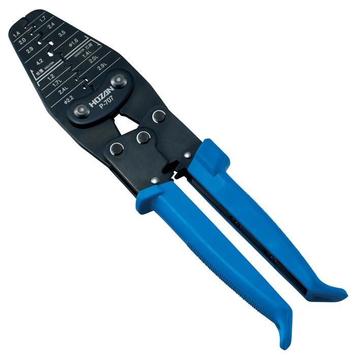 Hozan P-707 Crimping Tool (Open Barrel Contacts) - Blue/Black - for Small to Medium Terminals