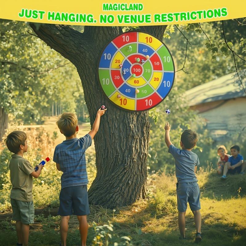 1SET Set Dartboard Mare pentru Tineret - Conține 12 săgeți colorate lipicioase pentru a îmbunătăți coordonarea ochi-mână și se pliază pentru portabilitate