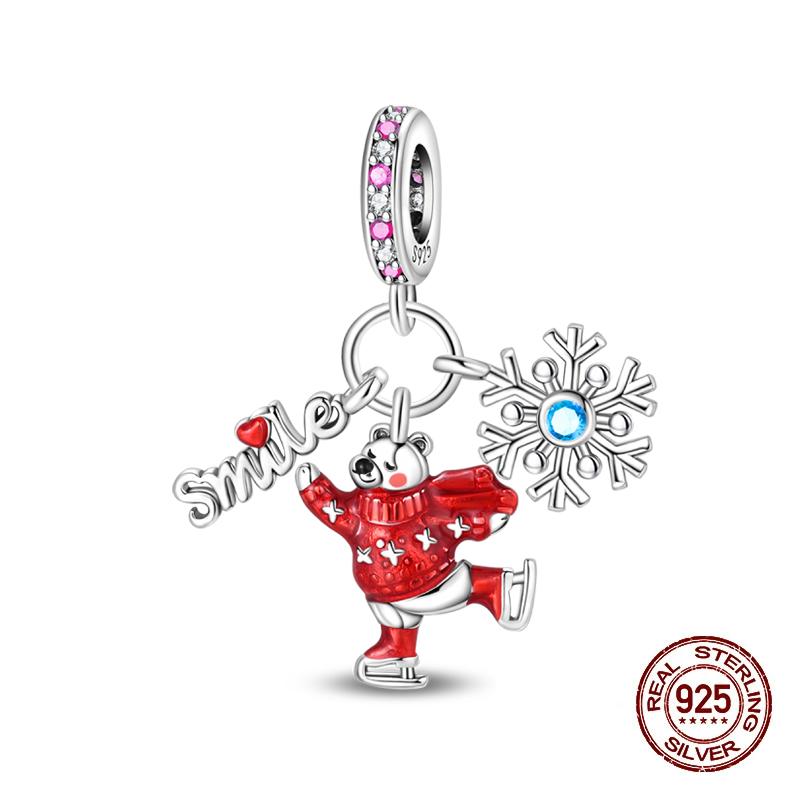 Winter Charms Copper Elk Bear Santa Claus Charms Beads Fit Original Bracelets For Women Diy Festival Jewelry Gifts