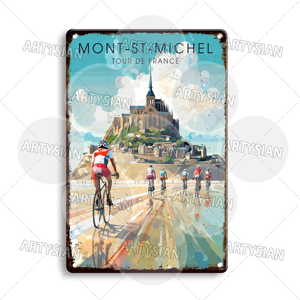 Tour de France Cycling Metal Sign Alpe d’Huez Mont Ventoux Le Jura Auvergne Mont Blanc Champs-Élysées Col du Tourmalet NICE