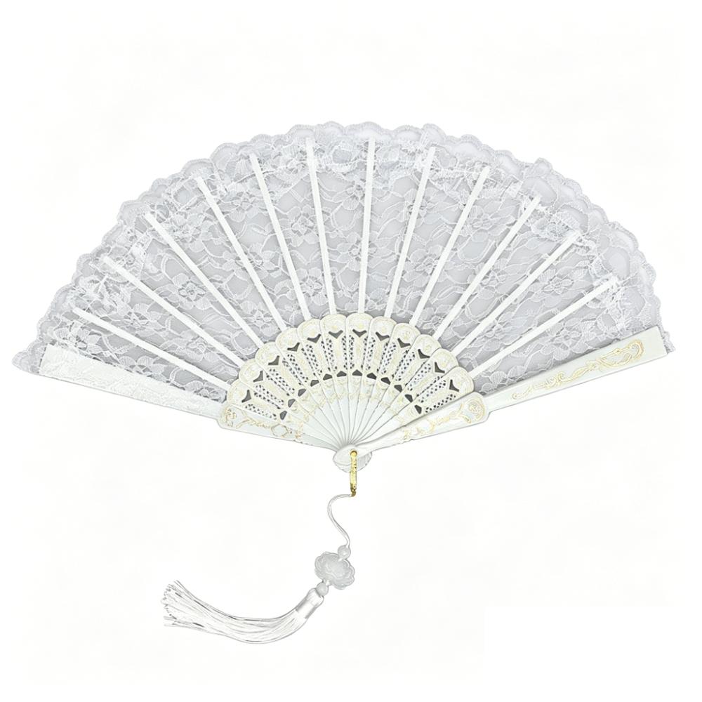 Flower Carving Chinese Style Fan with Tassel Dance Hand Fan Home Decoration