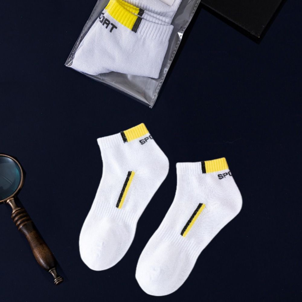 5 Paires Chaussettes Mi-mollet Homme Lettres Antidérapantes Sport Cheville Mode Chaussettes Tube Homme Femme