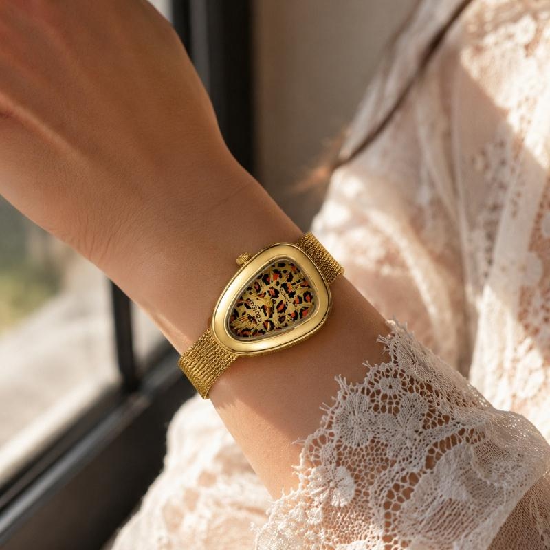 Unique Snake Shape Leopard Dial Ladies Watch Luxury Mesh Bracelet Women Quartz Analog Wristwatch Fashion Dress Female Clock Gift