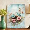 Rustic Bluebird Flower Metal Poster Wall Art Vintage Iron 8x12 Inch