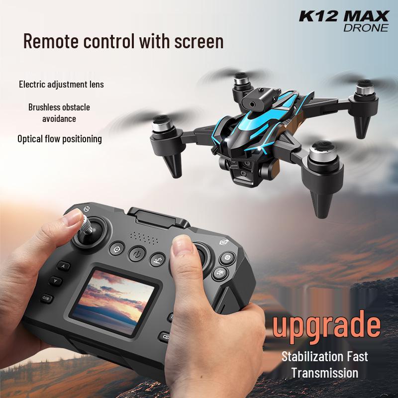 K12MAX Brushless Drone with Screen Controller, Optical Flow, and Smart Obstacle Avoidance.