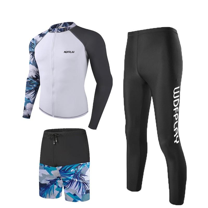 Mens UV Protection Rash Guard Set Quick Dry Swimwear Snorkeling Surfing Jellyfish Defense