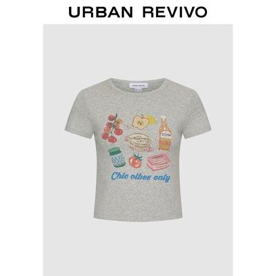 UR 2026 Damen Color-Block Print Slim T-Shirt
