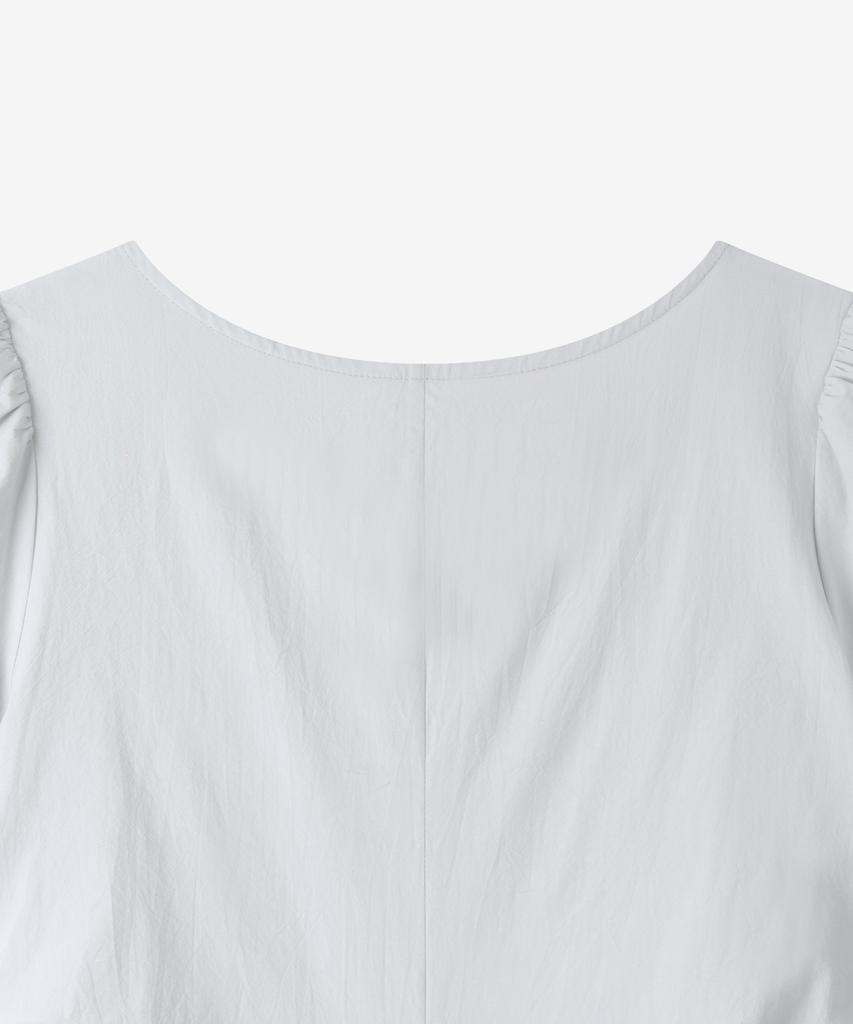 Basica Waist Tie Shirred Dress (Gray)