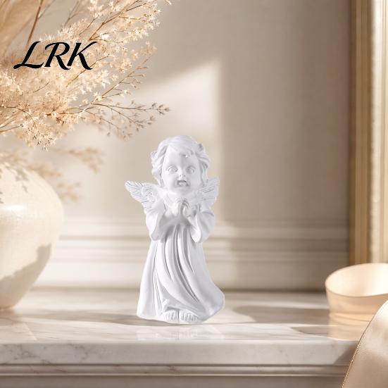 Artistic Angel Decoration Resin Cherubs Figurine, White Statue, Garden Praying Cherub Sculpture, Gypsum Statue Indoor Outdoor Home Decoration,