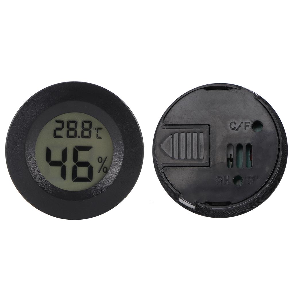 2PCS Mini Digital LCD Thermometer Hygrometer Round Shape Temperature Humidity Meter for Reptile Box