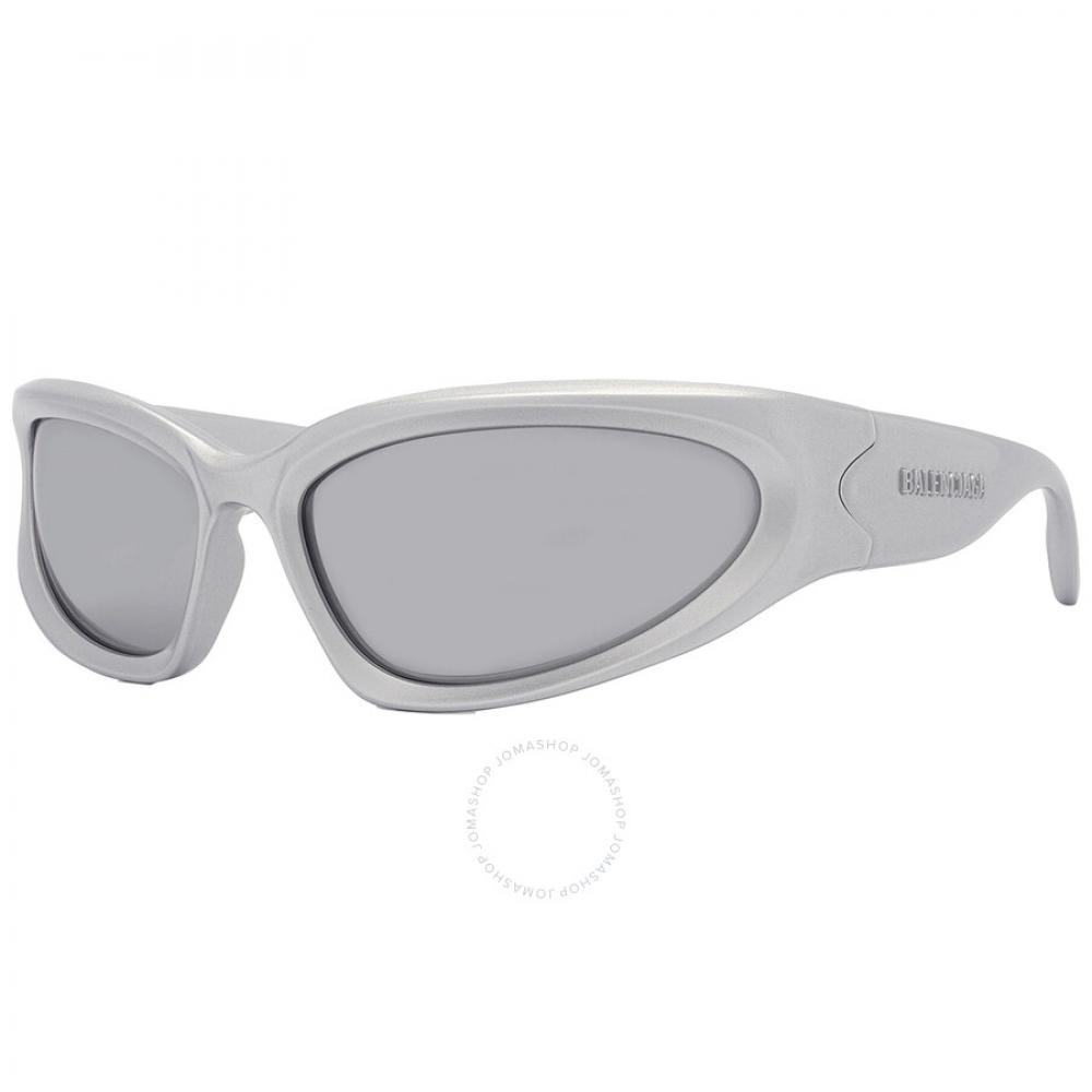 Balenciaga Silver Mirror Wrap Men S SunglaSSeS bb0157S 004 65