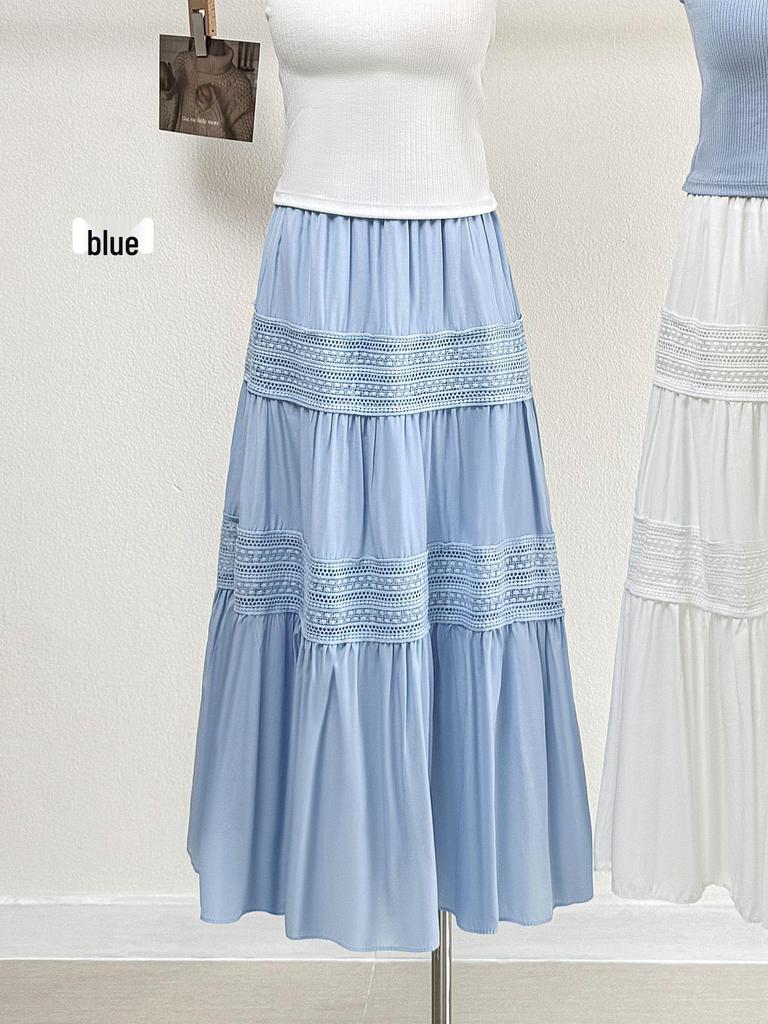 Women's Water-Soluble Lace A-Line Skirt - Spring/Summer 2026, Versatile Crochet Hollow Design
