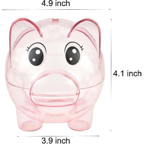 Piggy Bank, Plastic Money Bank, Transparent Money Jar, Coin Bank for Girls and Boys, Gifts for Birthday, Easter, Christmas, Baby Shower