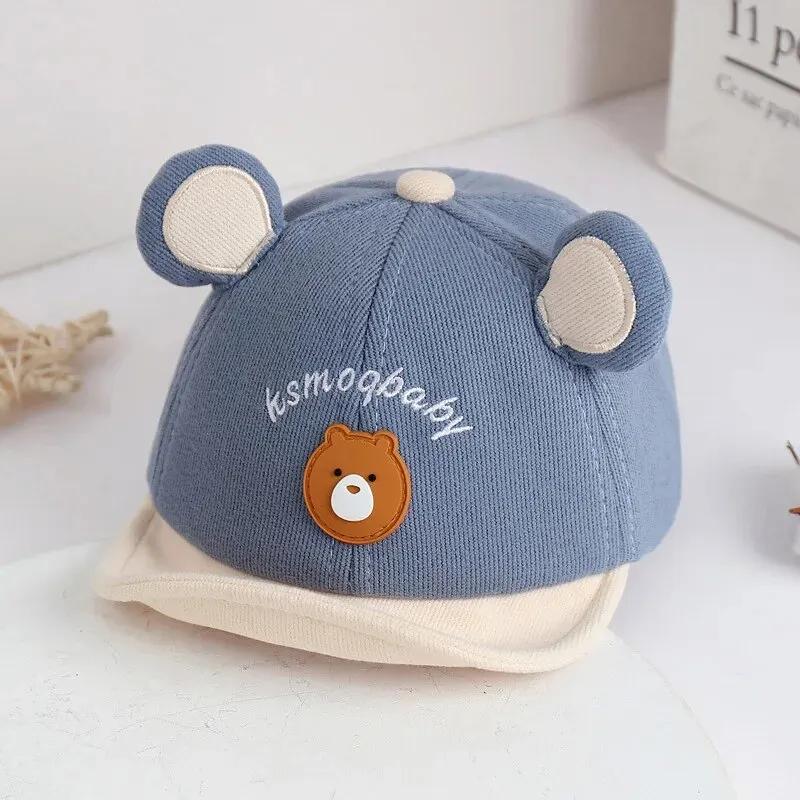 Boys Girls Casual Infant Peaked Hat Cartoon Bear Baby Baseball Cap with Ears Cute Animal Sun Hat For