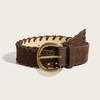 Solid Color Fashion Gold Buckle Women Casual Suede Waist Belt For Daily Use