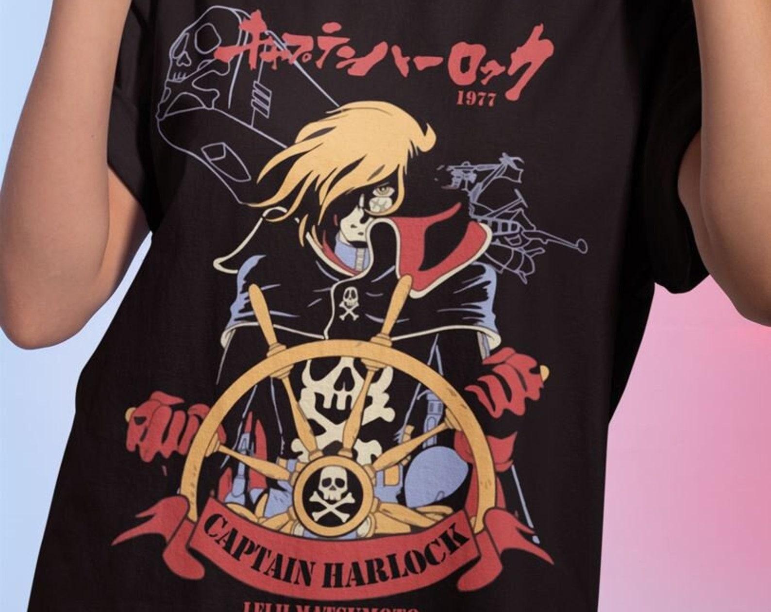 Captain Harlock, Anime Space Pirate, Japanese Cartoon Anime T-shirt, Space pirate Captain Harlock Skull by Leiji Matsumoto M