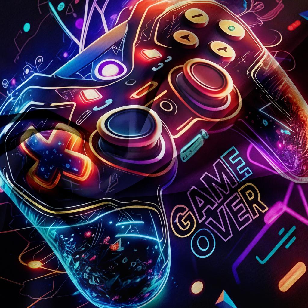 3pcs Set, Neon Cool Game Controller Duvet Cover Set, All-Season Home Dormitory High-Definition Printed Gaming Bedding Set