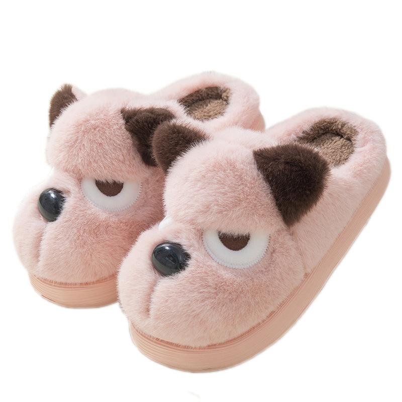 Cotton Slippers Warm Craft Cute Puppy Indoor Couple Thick Bottom Non-slip Cartoon Autumn and Winter Foot Warm Slippers