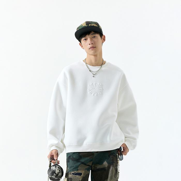 Men's American-Style Crew Neck Sweatshirt, 2025 Autumn/Winter Trend, Loose Fit Long-Sleeve Base Layer.