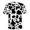 Camiseta Casual de Manga Curta Estampada 3D de Vaca Colorida Fofa para Crianças, Solta, Estilo Rua, Uso Diário, ao Ar Livre, Feriados, para Meninos e Meninas