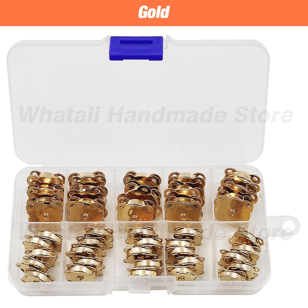 20Sets/Lot 10Mm-18Mm Metal Wallet Buttons Magnet Buckle Snap Fasteners Bags Sewing Garment Accessories Materials Buckle With Box