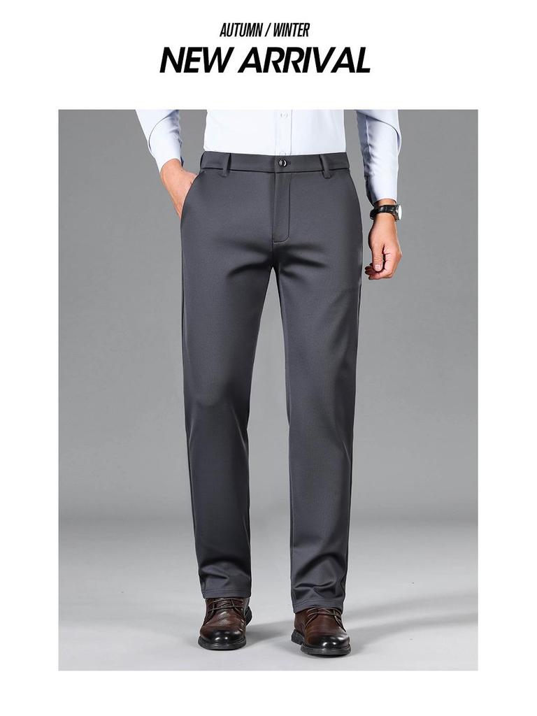 Men's Tiger Head Embroidery Autumn Straight-Leg Stretch Pants - Wrinkle-Resistant Casual Trousers