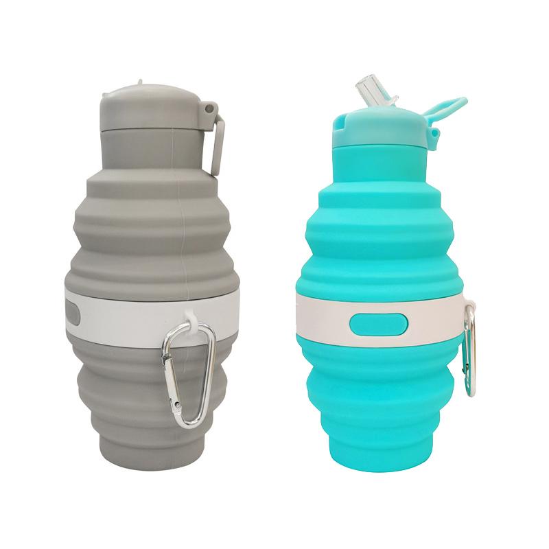 Reusable 475Ml Collapsible Water Bottles Retractable Portable Hiking Cups With Carabiner Silicone Folding Drink Cups Sport