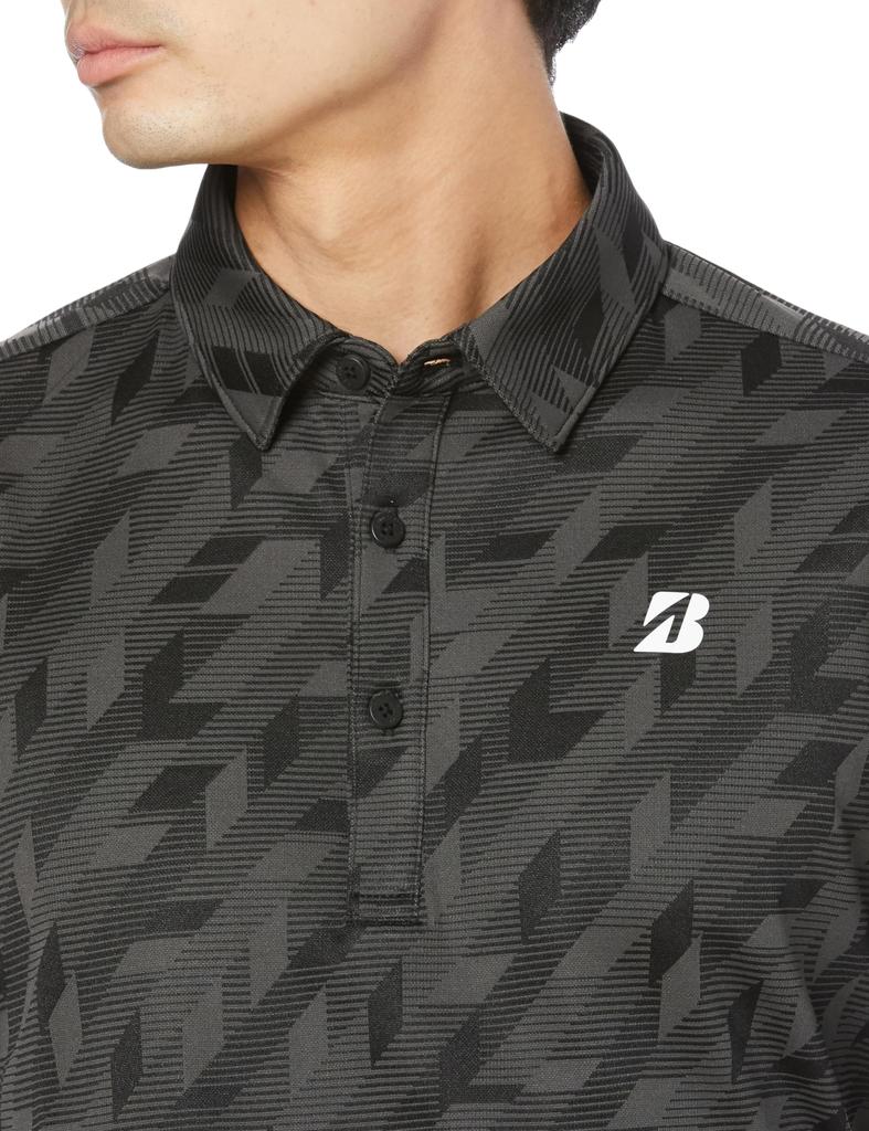 Bridgestone Golf ZGM31F Men's Long Sleeve Golf Shirt with Collar, Black