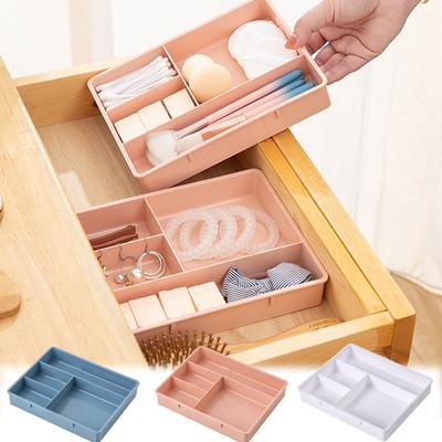Plastic Box Multi-cell Storage Tray Desk Drawer Organizer Stackable Dressing Table Jewelry Makeup Organizer Caixas Organizadoras