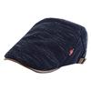 Hunting Winter Fleece Knit with Leather CAP166 Men's Cap, Fall/Winter Detail, (Navy)