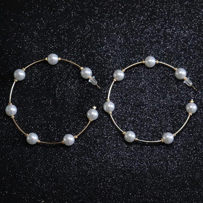 Exaggerated European and American Retro Pearl Hoop Earrings for Halloween
