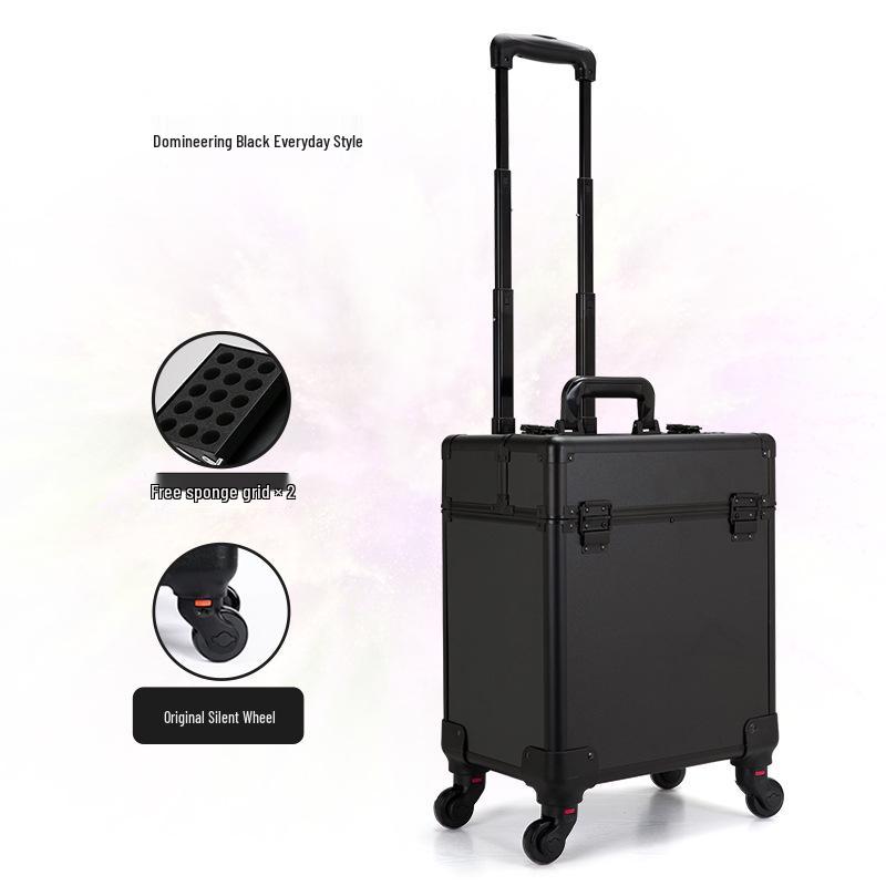 Professioneller Kosmetikkoffer mit Trolley: Aufbewahrung für Nailart-, Tattoo-, Friseur- und Makeup-Artist-Utensilien, Lieferung in einem Stück