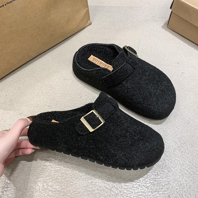 Women's Cotton Cloth Clogs Cork Footbed Leather Mules Slippers Comfortable Potato Shoes Arch Support Cotton Slippers