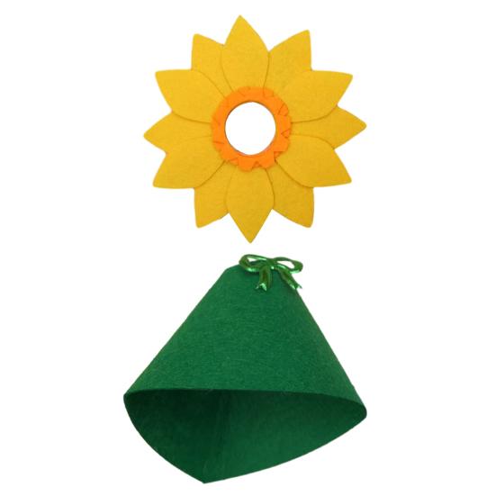 1 Set Mini Desk Goose Outfit Spring Summer Cute Sunflower Hat And Green Dress Felt Desk Goose Costume for 7 Inch Goose Statue Home Office Table Decor