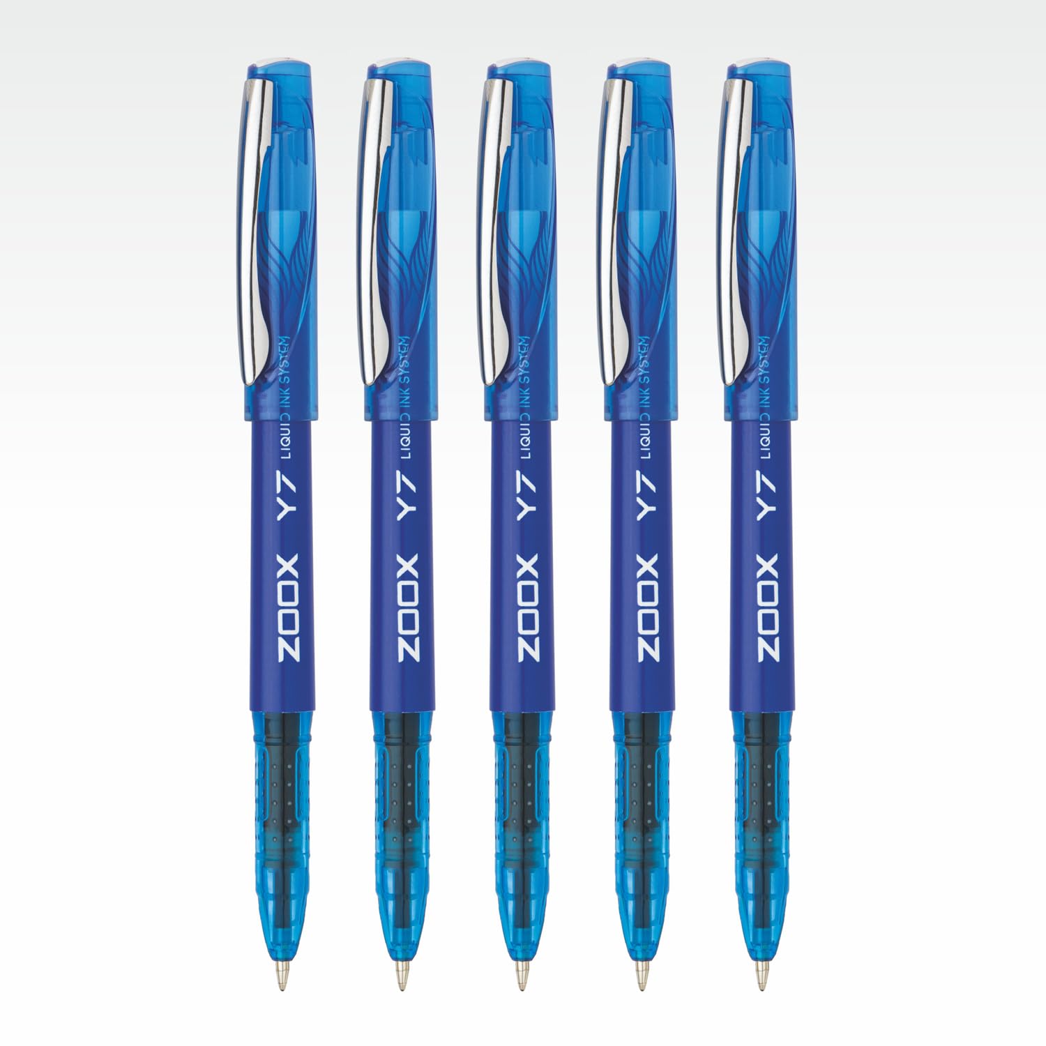 Шариковая ручка Flair Zoox Y7, синие чернила, 5 шт., Плавное письмо, Увеличенный стержень, Удобный захват, Для офиса, школы
