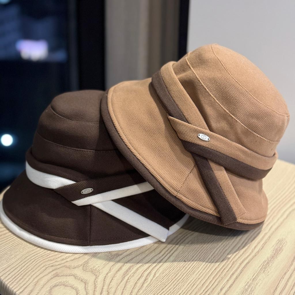 New Spring and Autumn Hats for Women with Color Matching Straps Simple Letters and Small Markings Fisherman Hats Versatile Showing A Small Face