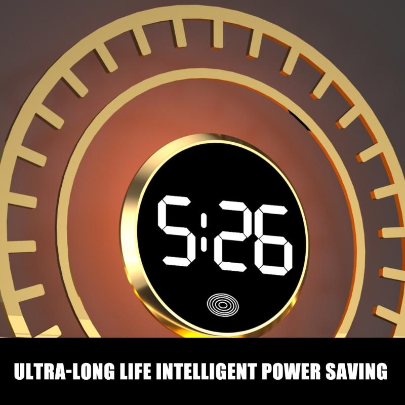 Auto LED Digitaluhr mit Temperaturanzeige Einfache Installation Magnetische Rückseite Runde Uhr für Armaturenbrett oder Konsolen