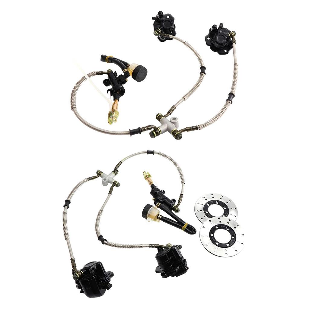 Go Kart Hydraulic Brake Kit Hydraulic Versatile Easy Installation Twin Calipers Rear Brake Assembly for 200cc UTV Quad Bikes ATV